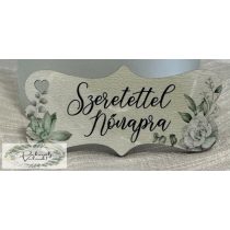 Tábla fa 3,2*7,2 cm Nőnapra greenary zöld