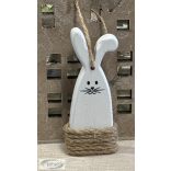 Nyuszi Nyúl figura fa 10*4,5 cm akasztós fehér natúr