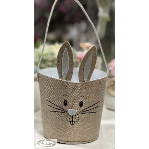 Kosár nyuszifej  nyúl filc 14,5*11*21 krém bézs natúr